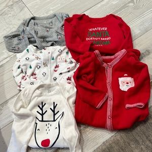 6-12 month9 month Christmas unisex sleepers, onesies.